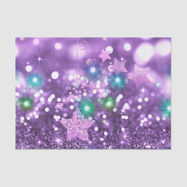 Papier Mousseline Bokeh Faux violet Parties scintillant et étoiles b (Recto)