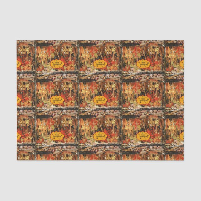 Papier Mousseline "Bon thanksgiving", couleurs d'automne (Recto)