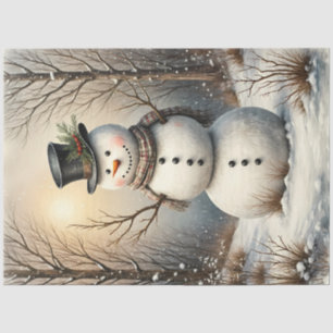 Papier Mousseline Bonhomme de neige classique en hiver Noël vintag