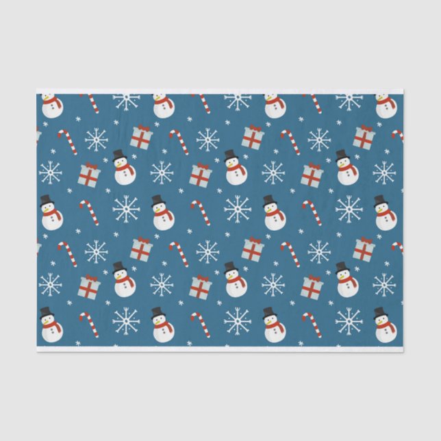Papier Mousseline Bonhomme de neige, flocons de neige, sucres de (Recto)
