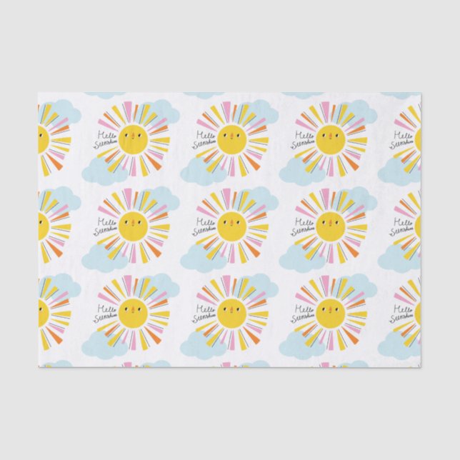 Papier Mousseline Bonjour Sunshine Girl Baby shower papier de tissus (Recto)