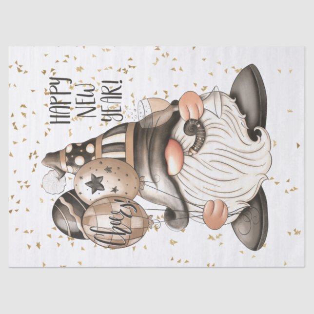 Papier Mousseline Bonne année Gnome (Recto)