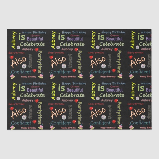 Papier Mousseline Bonne Anniversaire Tissue Paper Aubrey (Recto)