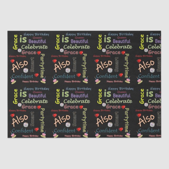 Papier Mousseline Bonne Anniversaire Tissue Papier Grace (Recto)
