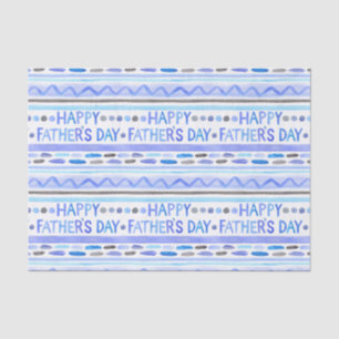 Papier Mousseline Bonne Fête des pères Bleu Aquarelle Bleu rayures