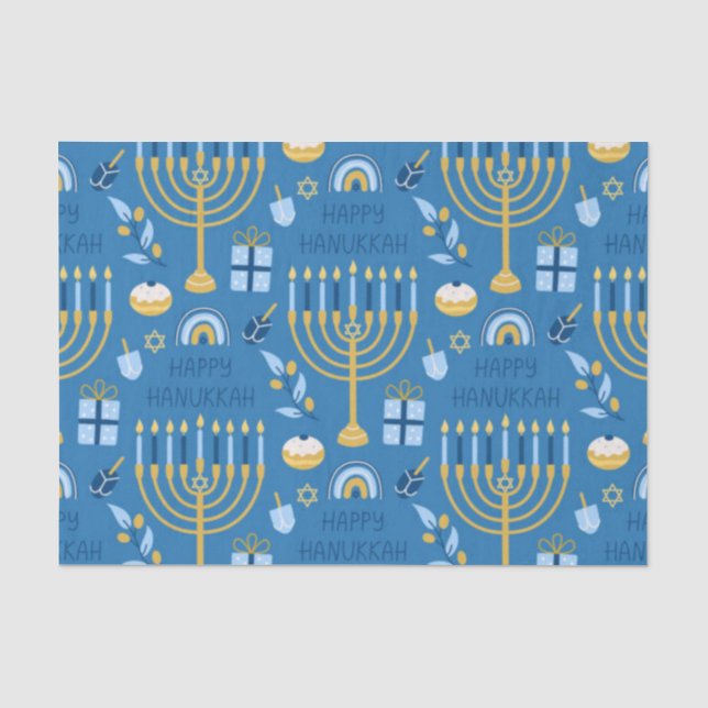Papier Mousseline Bonne Hanoukka Blue Star de David (Recto)