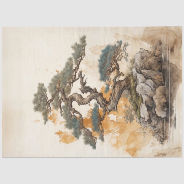 Papier Mousseline Bonsai japonais vintage (Recto)