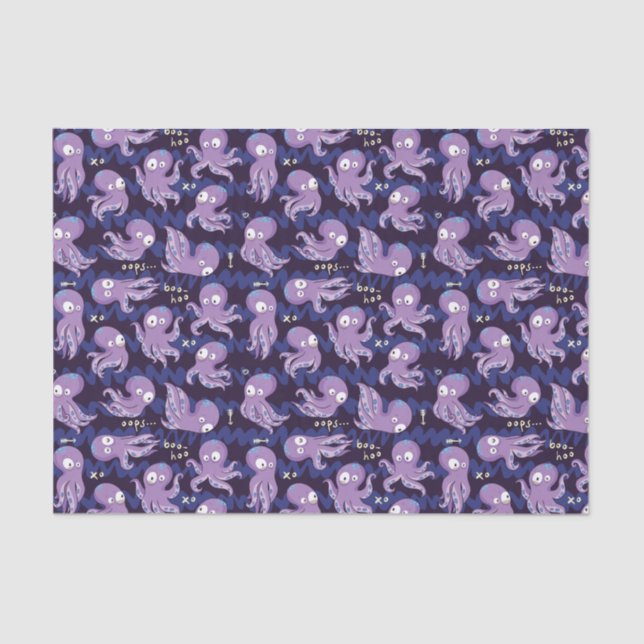 Papier Mousseline Boo Octopus mignon Violet Enfants Vêtements & Déco (Recto)