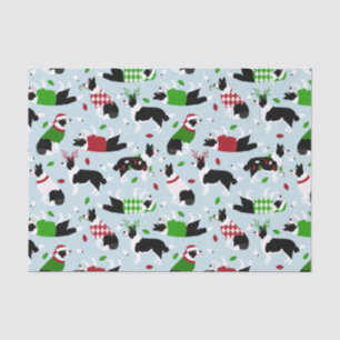Papier Mousseline Bordure de Noël Collie papier de tissus