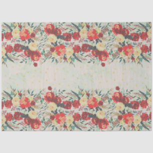 Papier Mousseline Bordure Fleur de Noël et Étoiles sur bleu