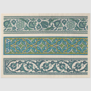 Papier Mousseline Bordures bleues ordonnées