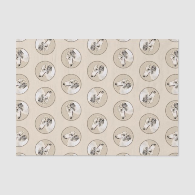 Papier Mousseline Borzoi Argent Brindle Peinture Wolfhound Chien Art (Recto)