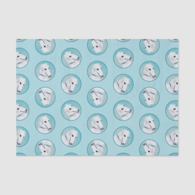 Papier Mousseline Borzoi Peinture blanche russe Wolfhound Chien Art (Recto)