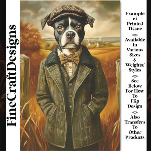 Papier Mousseline Boston Terrier Portrait Dans Paysage CG7 Découpage