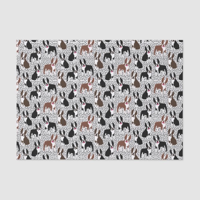 Papier Mousseline Boston Terriers Cute Puppy Dog Pattern (Recto)