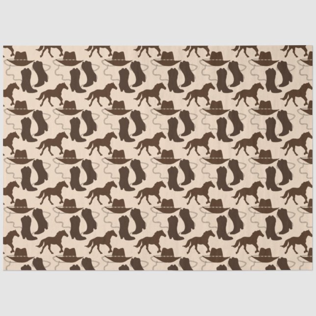 Papier Mousseline Botte Casquette Western Cowboy (Recto)