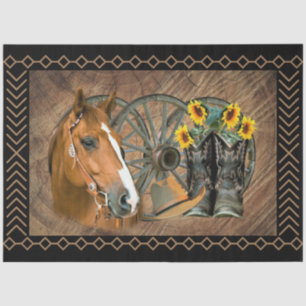Papier Mousseline Botte de Cheval Cowboy Casquette