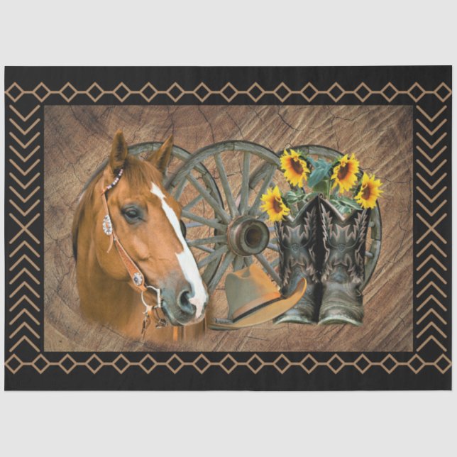 Papier Mousseline Botte de Cheval Cowboy Casquette (Recto)