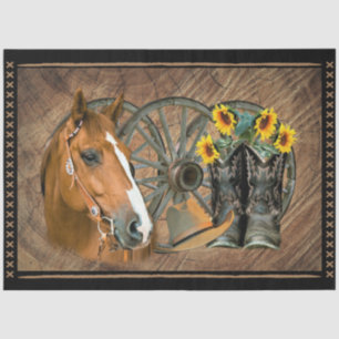 Papier Mousseline Botte de cowboy du cheval occidental Casquette rou