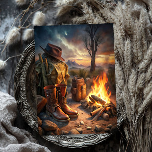 Papier Mousseline Botte de cowboy Ouest sauvage de l'Ouest feu prair