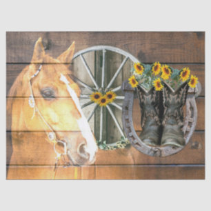 Papier Mousseline Bottes de cow-boy de la roue Western Horse Wagon