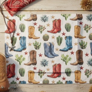 Papier Mousseline Bottes de cowboy de cowgirl Western Cactus
