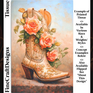 Papier Mousseline Bottes de mode de cowgirl occidentales Roses DF9RF