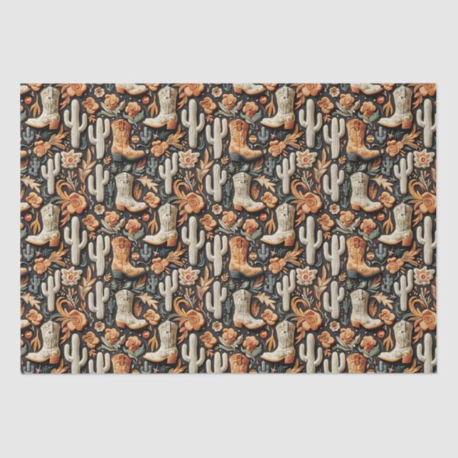 Papier Mousseline Bottes Et Cactus (Recto)