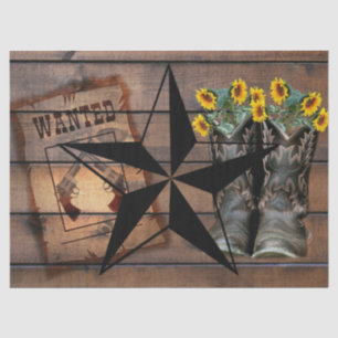 Papier Mousseline Bottes Russe Texas Star Western Pistol Cowboy