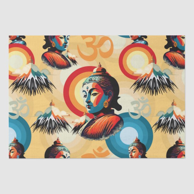 Papier Mousseline Bouddha Lord Retro Pop Art Portrait (Recto)