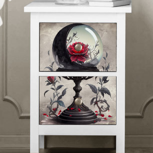 Papier Mousseline Boudoir   Cristal Ball Croissant Lune Roses rouges