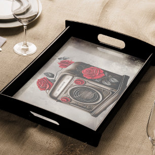 Papier Mousseline Boudoir victorien   Antique Music Tablett Radio