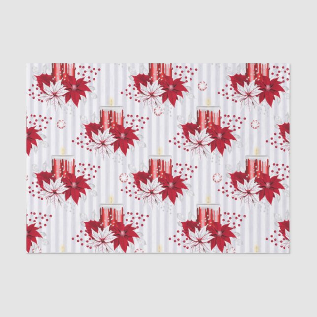Papier Mousseline Bougies & Poinsettia (Recto)