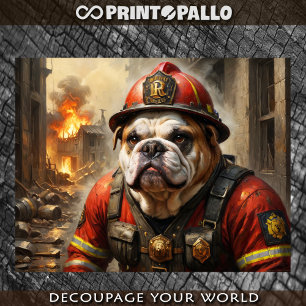 Papier Mousseline Bouledogue anglais en tant que pompier - 