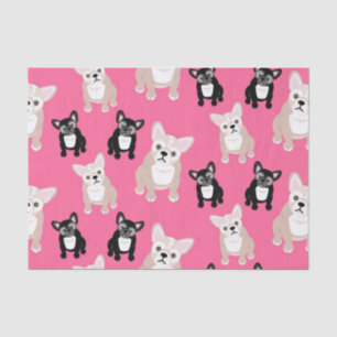 Papier Mousseline Bouledogues français de Français roses mignons