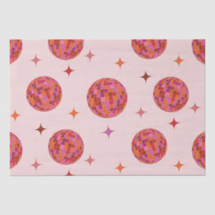 Papier Mousseline Boules de Disco Rétro Rose violet orange avec étoi