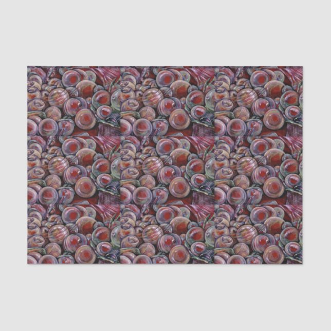 Papier Mousseline Boules de Noël rouges (Recto)