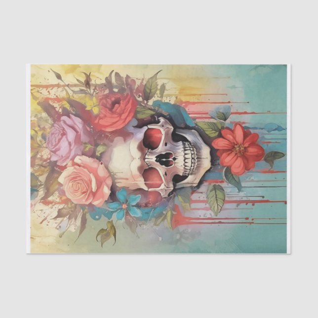 Papier Mousseline Bouquet d'amour mensonges saignant, crâne de Goth  (Recto)
