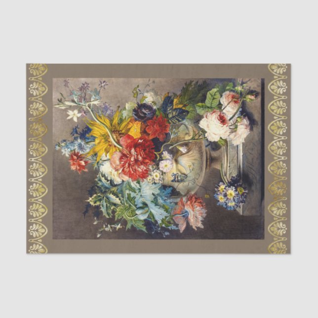 Papier Mousseline Bouquet de fleurs dans un vase par Johannes van Os (Recto)