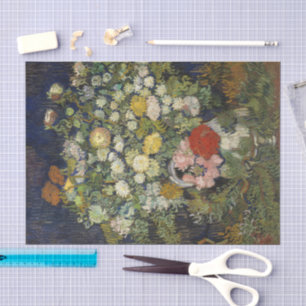 Papier Mousseline Bouquet de fleurs dans un vase   Vincent van Gogh