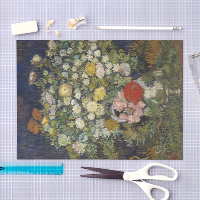 Papier Mousseline Bouquet de fleurs dans un vase | Vincent van Gogh (Artisanat)
