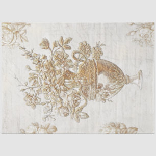 Papier Mousseline Bouquet de fleurs d'or Découpage de script Vintage