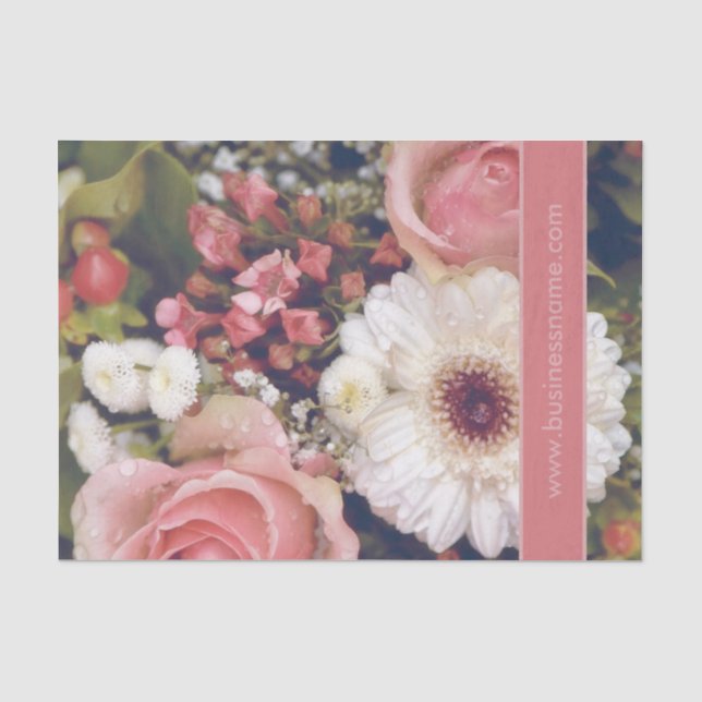 Papier Mousseline Bouquet de fleurs romantiques Texte personnalisé (Recto)