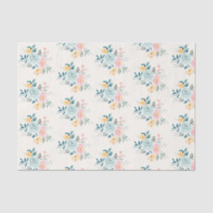 Papier Mousseline Bouquet de fleurs rose et bleu élégant