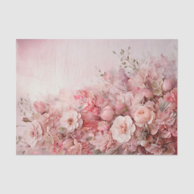 Papier Mousseline Bouquet de fleurs rose et rouge Valentine (Recto)