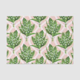 Papier Mousseline Bouquet de lys de la vallée fleurs sur rose