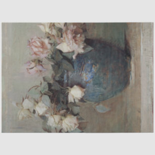 Papier Mousseline Bouquet de rose blanche vintage