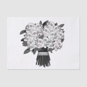 Papier Mousseline Bouquet de Roses de Crâne Soirée Noir & Blanc