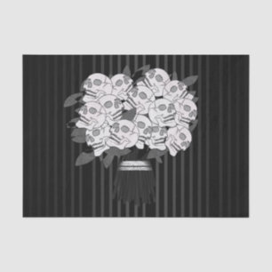 Papier Mousseline Bouquet de Roses de Crâne Soirée Noir & Blanc