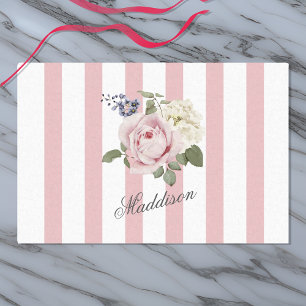Papier Mousseline Bouquet de roses rayées rose-chic du pays Monogram